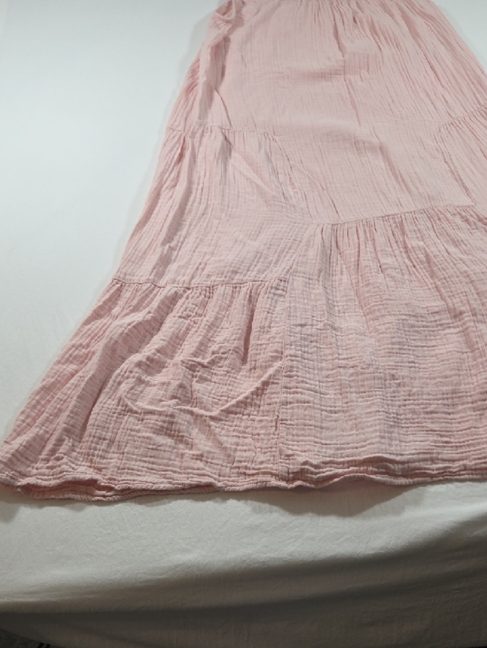 dylan Pale Pink Spaghetti-Strap Maxi Dress Summer Beach Crinkle Flowy Cotton - Picture 11 of 14